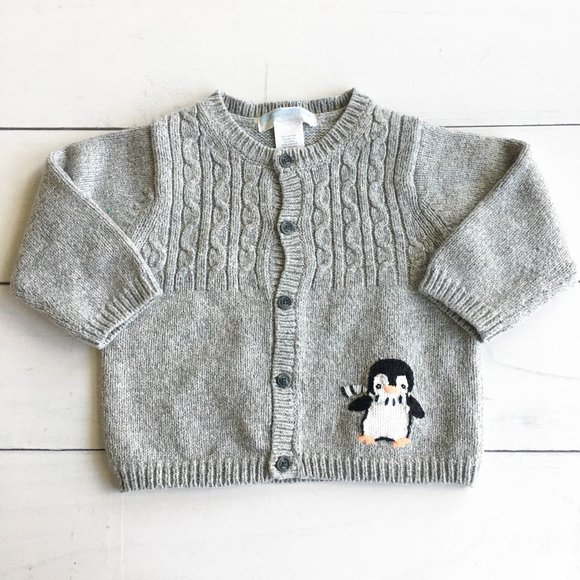Janie and Jack Other - Janie & Jack Penguin Winter Holiday Christmas Cardigan Sweater  - Size 6-12 Mo